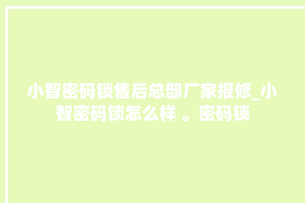 小智密码锁售后总部厂家报修_小智密码锁怎么样 。密码锁