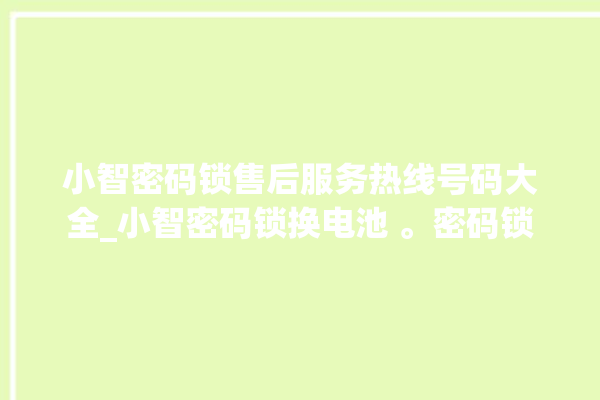 小智密码锁售后服务热线号码大全_小智密码锁换电池 。密码锁