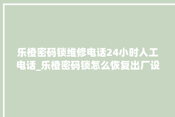 乐橙密码锁维修电话24小时人工电话_乐橙密码锁怎么恢复出厂设置 。密码锁