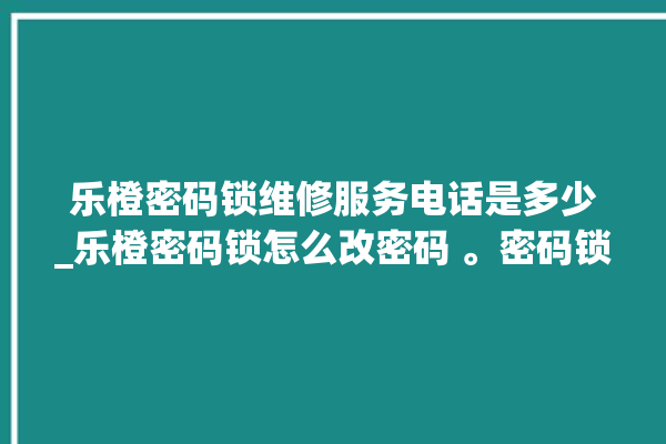 乐橙密码锁维修服务电话是多少_乐橙密码锁怎么改密码 。密码锁