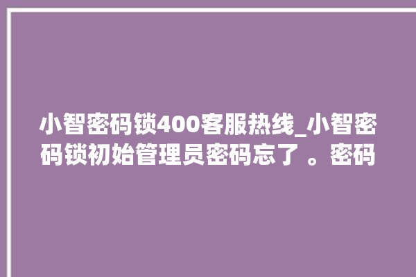 小智密码锁400客服热线_小智密码锁初始管理员密码忘了 。密码锁