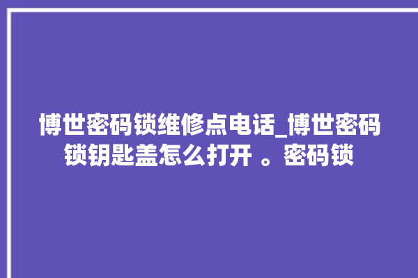 博世密码锁维修点电话_博世密码锁钥匙盖怎么打开 。密码锁