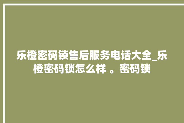 乐橙密码锁售后服务电话大全_乐橙密码锁怎么样 。密码锁