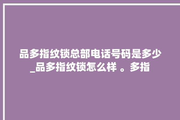 品多指纹锁总部电话号码是多少_品多指纹锁怎么样 。多指