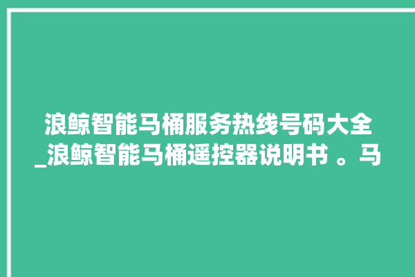 浪鲸智能马桶服务热线号码大全_浪鲸智能马桶遥控器说明书 。马桶