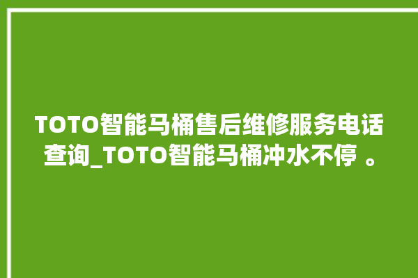 TOTO智能马桶售后维修服务电话查询_TOTO智能马桶冲水不停 。马桶