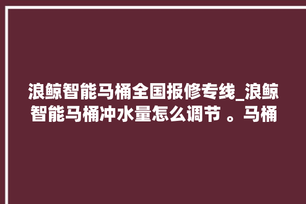 浪鲸智能马桶全国报修专线_浪鲸智能马桶冲水量怎么调节 。马桶