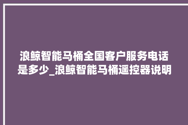 浪鲸智能马桶全国客户服务电话是多少_浪鲸智能马桶遥控器说明书 。马桶