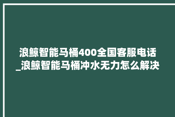 浪鲸智能马桶400全国客服电话_浪鲸智能马桶冲水无力怎么解决 。马桶