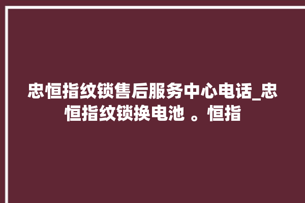 忠恒指纹锁售后服务中心电话_忠恒指纹锁换电池 。恒指