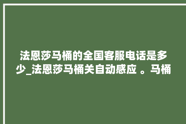 法恩莎马桶的全国客服电话是多少_法恩莎马桶关自动感应 。马桶