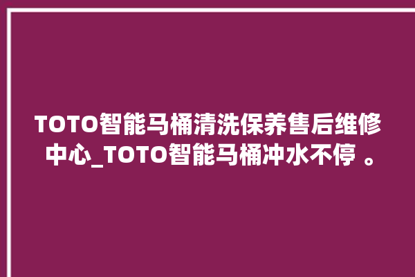 TOTO智能马桶清洗保养售后维修中心_TOTO智能马桶冲水不停 。马桶