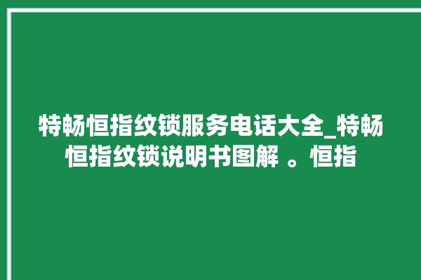 特畅恒指纹锁服务电话大全_特畅恒指纹锁说明书图解 。恒指