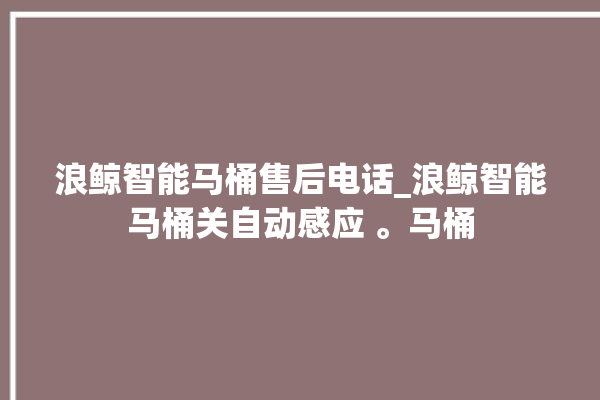 浪鲸智能马桶售后电话_浪鲸智能马桶关自动感应 。马桶