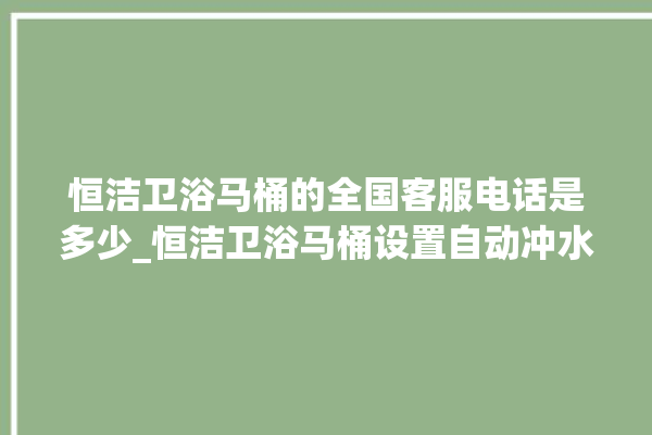 恒洁卫浴马桶的全国客服电话是多少_恒洁卫浴马桶设置自动冲水 。马桶