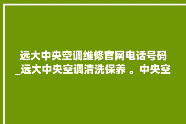 远大中央空调维修官网电话号码_远大中央空调清洗保养 。中央空调