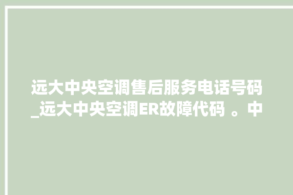 远大中央空调售后服务电话号码_远大中央空调ER故障代码 。中央空调