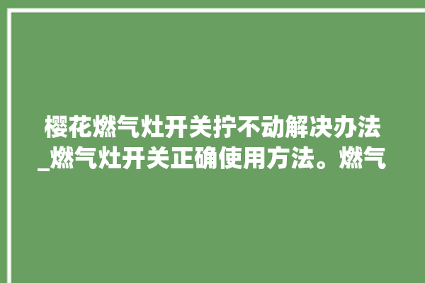 樱花燃气灶开关拧不动解决办法_燃气灶开关正确使用方法。燃气灶_樱花