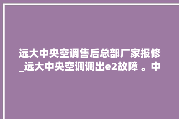 远大中央空调售后总部厂家报修_远大中央空调调出e2故障 。中央空调