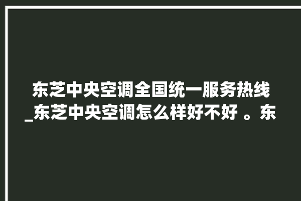 东芝中央空调全国统一服务热线_东芝中央空调怎么样好不好 。东芝