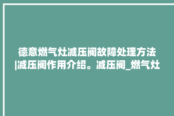 德意燃气灶减压阀故障处理方法|减压阀作用介绍。减压阀_燃气灶