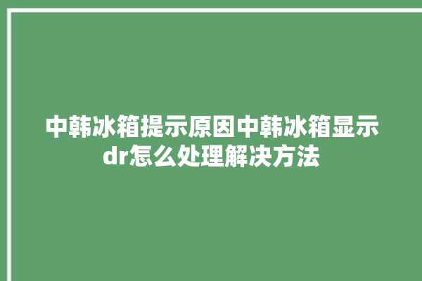 中韩冰箱提示原因中韩冰箱显示dr怎么处理解决方法