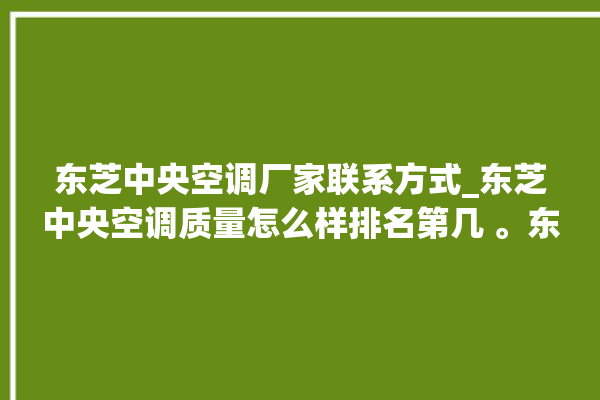 东芝中央空调厂家联系方式_东芝中央空调质量怎么样排名第几 。东芝