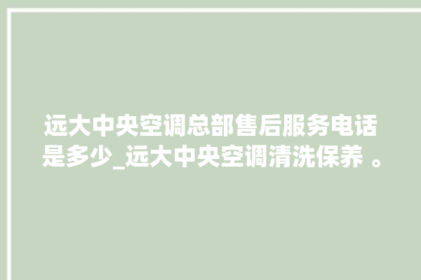 远大中央空调总部售后服务电话是多少_远大中央空调清洗保养 。中央空调