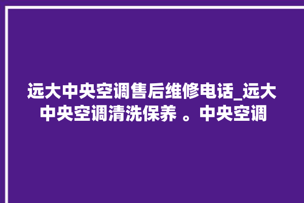 远大中央空调售后维修电话_远大中央空调清洗保养 。中央空调