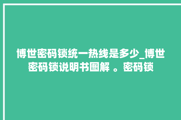 博世密码锁统一热线是多少_博世密码锁说明书图解 。密码锁