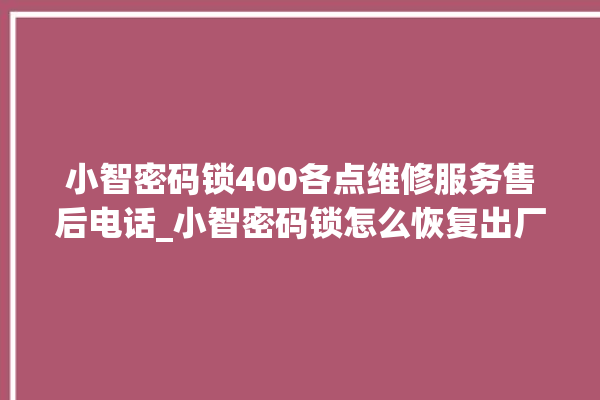 小智密码锁400各点维修服务售后电话_小智密码锁怎么恢复出厂设置 。密码锁