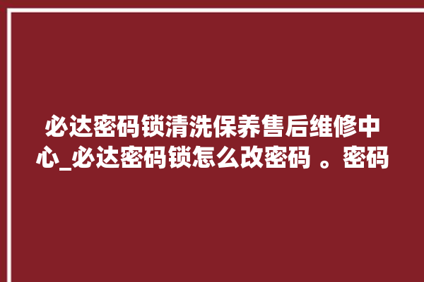 必达密码锁清洗保养售后维修中心_必达密码锁怎么改密码 。密码锁