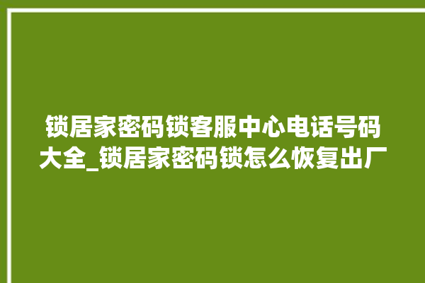 锁居家密码锁客服中心电话号码大全_锁居家密码锁怎么恢复出厂设置 。密码锁