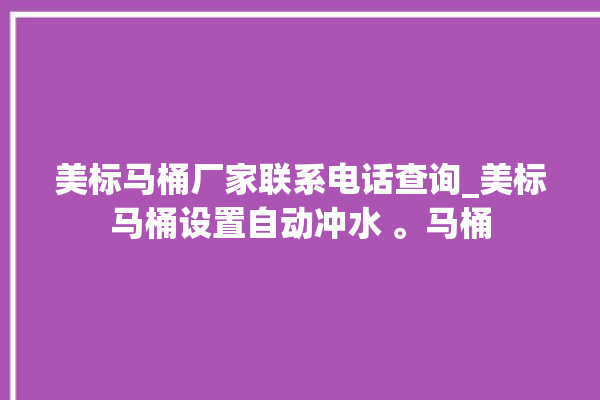 美标马桶厂家联系电话查询_美标马桶设置自动冲水 。马桶