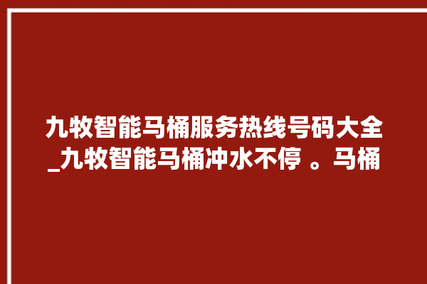 九牧智能马桶服务热线号码大全_九牧智能马桶冲水不停 。马桶