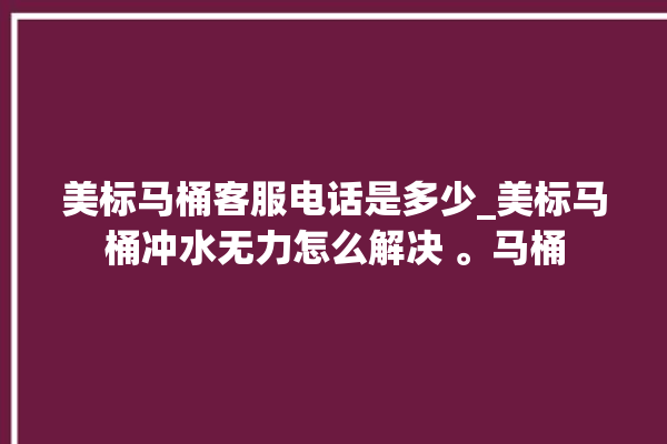 美标马桶客服电话是多少_美标马桶冲水无力怎么解决 。马桶