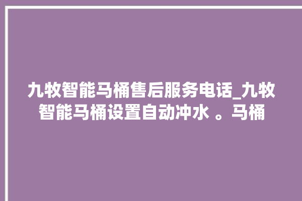 九牧智能马桶售后服务电话_九牧智能马桶设置自动冲水 。马桶