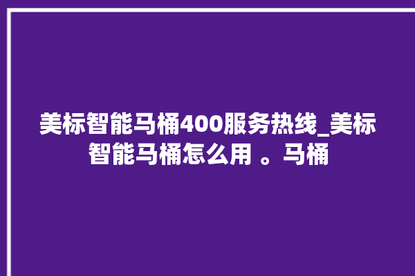 美标智能马桶400服务热线_美标智能马桶怎么用 。马桶