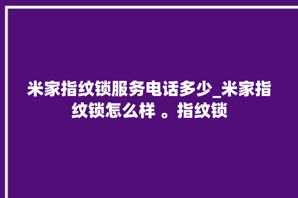 米家指纹锁服务电话多少_米家指纹锁怎么样 。指纹锁