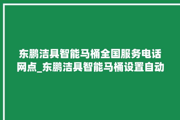 东鹏洁具智能马桶全国服务电话网点_东鹏洁具智能马桶设置自动冲水 。马桶