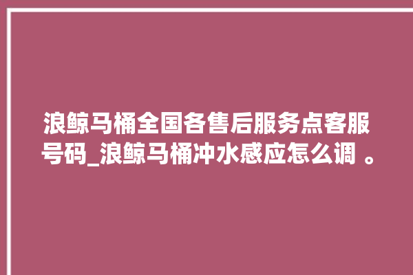 浪鲸马桶全国各售后服务点客服号码_浪鲸马桶冲水感应怎么调 。马桶