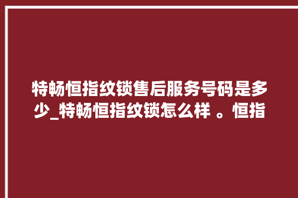 特畅恒指纹锁售后服务号码是多少_特畅恒指纹锁怎么样 。恒指