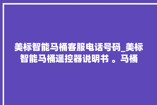 美标智能马桶客服电话号码_美标智能马桶遥控器说明书 。马桶