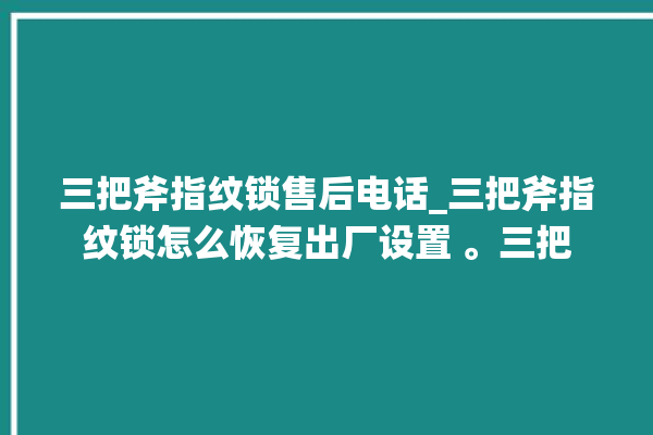 三把斧指纹锁售后电话_三把斧指纹锁怎么恢复出厂设置 。三把