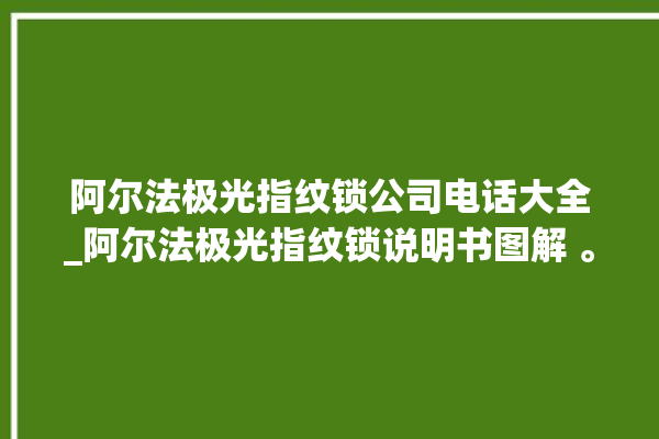 阿尔法极光指纹锁公司电话大全_阿尔法极光指纹锁说明书图解 。阿尔法