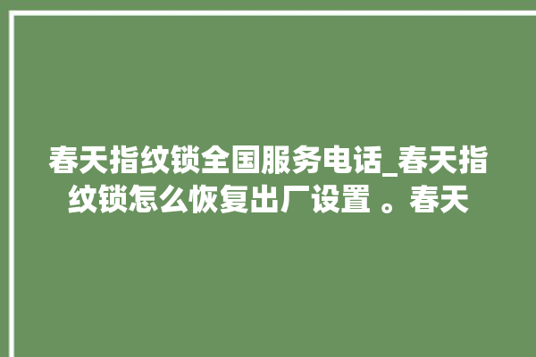 春天指纹锁全国服务电话_春天指纹锁怎么恢复出厂设置 。春天