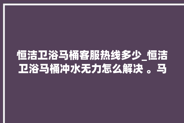 恒洁卫浴马桶客服热线多少_恒洁卫浴马桶冲水无力怎么解决 。马桶