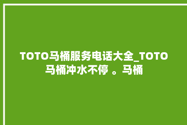 TOTO马桶服务电话大全_TOTO马桶冲水不停 。马桶