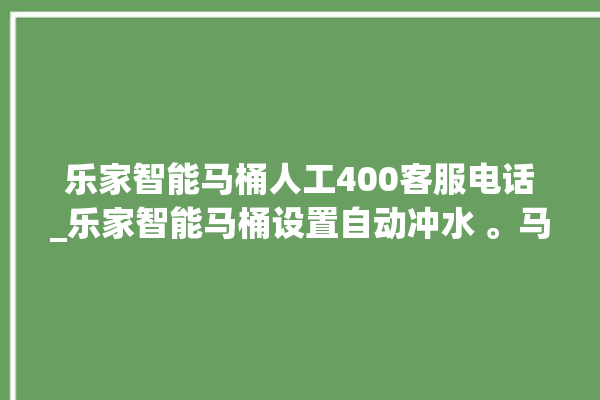 乐家智能马桶人工400客服电话_乐家智能马桶设置自动冲水 。马桶