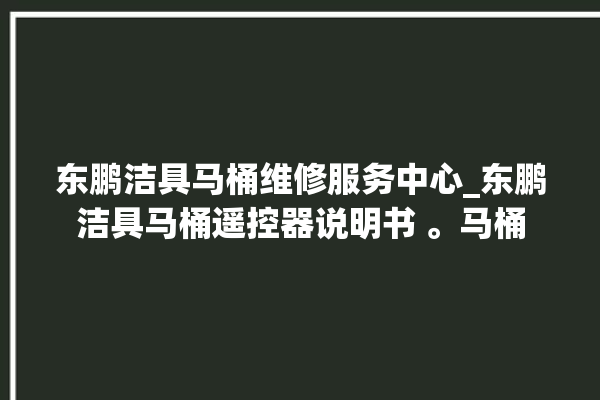 东鹏洁具马桶维修服务中心_东鹏洁具马桶遥控器说明书 。马桶